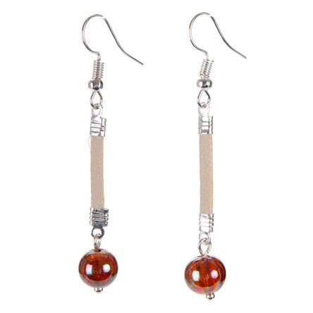 Aretes Con Gamuza Y Cuenta Café