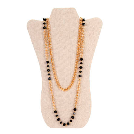 Collar Doble De Cadena Y Rondel Negro