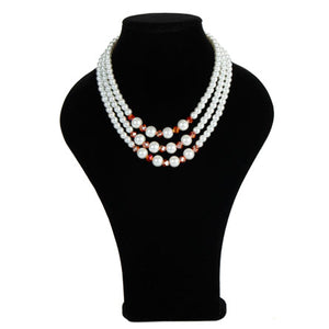 Collar Con Perlas Triple Y Cuentas Cristal Escalera
