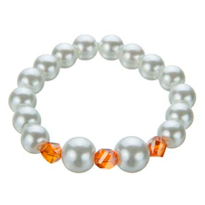 Pulsera De Perlas Con Critales Naranja