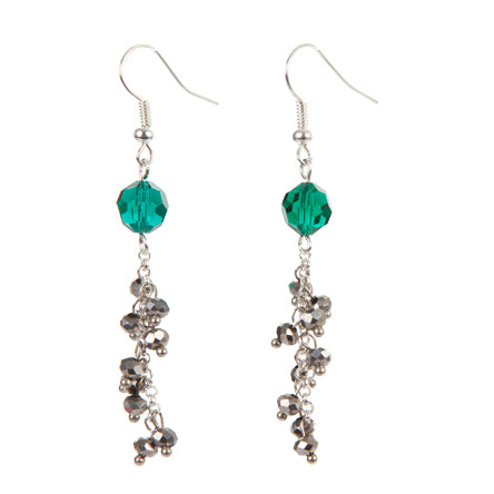 Aretes Con Cristal Precioso Y Rondel  Plata