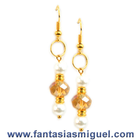 Aretes Boda Blanco-Oro