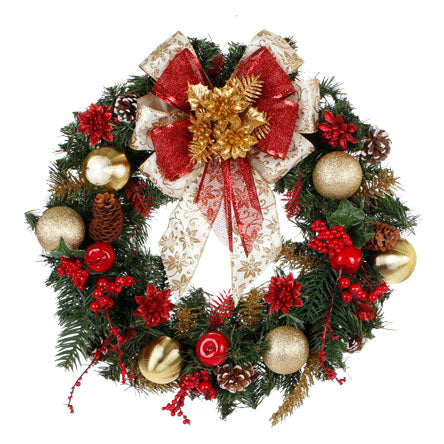 Corona Con Esferas Oro Y Pick De Navidad Nochebuena/Joli