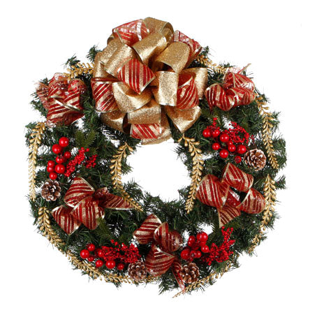 Corona De Pared Rojo/Oro Con Pick Navideño