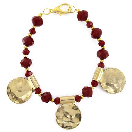 Pulsera Con Rondel Rojo