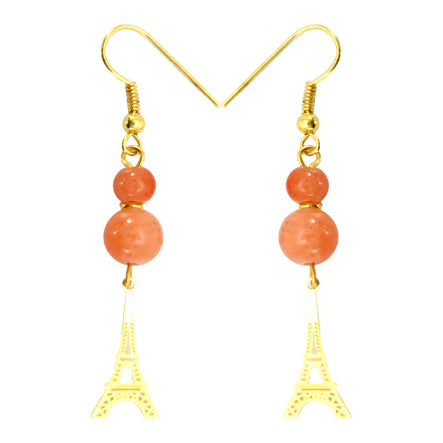 Aretes Coral Con Torre Eiffel