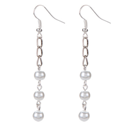 Aretes Colgante Con Cadena Y Perlas