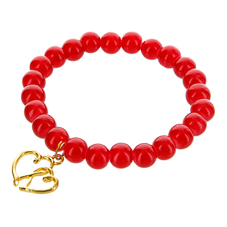 Pulsera Roja Con Dos Corazones