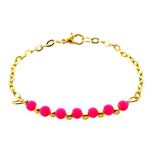Pulsera Con Cadena Rosa Neón