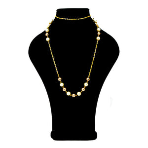 Collar Cadena Oro Con Perlas Topacio-Marfil