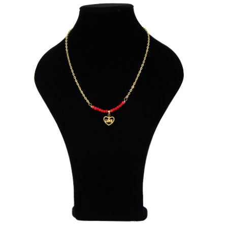 Collar De Cadena Con Cuenta Caucho Y Dije Love