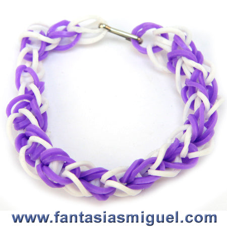 Pulsera Con Ligas Blanco - Morado