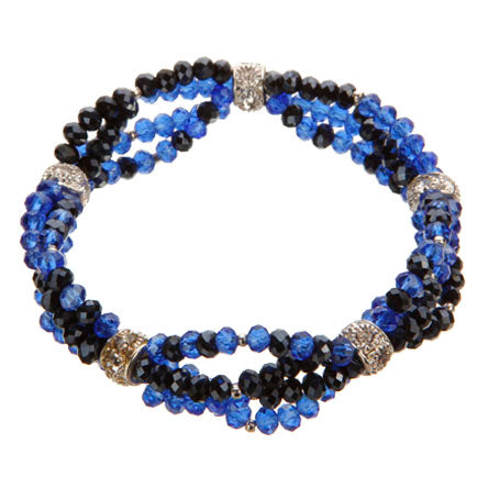 Pulsera Cuádruple Con Rondeles Negro-Zafiro