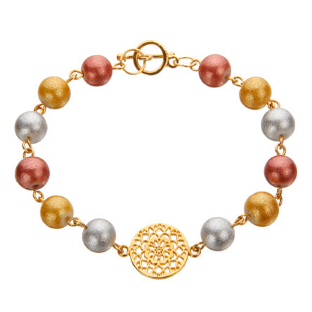 Pulsera De Engarces Con Perla Destellos Y Dije Mandala