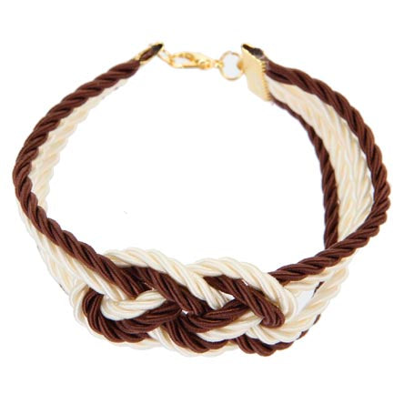 Pulsera De Cordón Café/Marfil