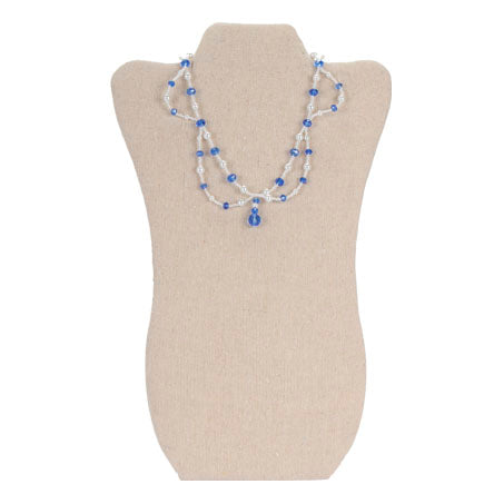 Collar De Perlas Con Chaquira Y Rondel Cristal Zafiro