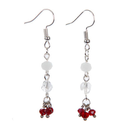 Aretes Con Rondeles Blanco/ Cristal/ Rojo