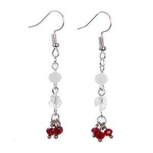 Aretes Con Rondeles Blanco/ Cristal/ Rojo