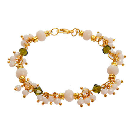 Pulsera De Rondeles Marfil Con Cuenta Preciosa Olivo