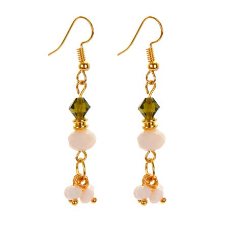 Aretes Con Rondeles Marfil Y Cuenta Preciosa Olivo