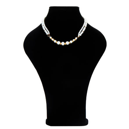 Collar Doble Con Perla Y Rondel Oro