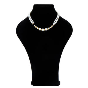 Collar Doble Con Perla Y Rondel Oro