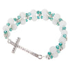 Fantasías Miguel Clave:FC422 Pulsera Blanco/ Jade Con Cruz Cristal Plata