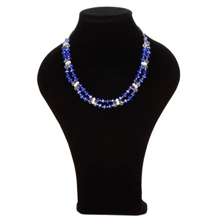 Collar Doble Con Rondeles Cristal-Zafiro