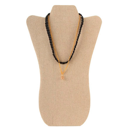 Collar De Cadena Y Cordón Imitación Piel Con Dije Exagonal