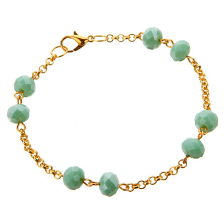 Pulsera De Cadena Oro Y Cuentas Menta