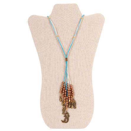 Collar Largo De Cordón Con Dijes Marinos