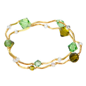 Pulsera Ondulada Con Cristales Verdes