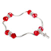 Fantasías Miguel Clave:GF177 Pulsera De Cristales Rojos Con Cruz De Plata