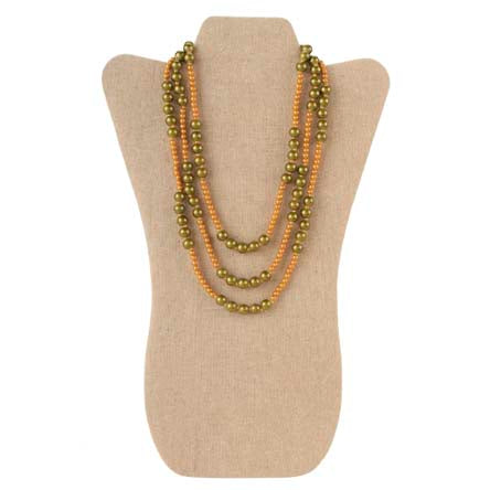 Collar De Perlas Triple Oro-Verde