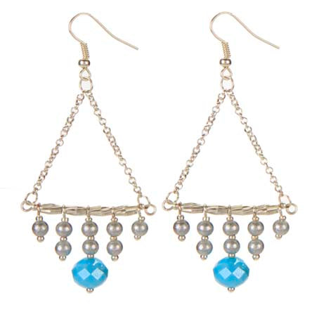Aretes Triangulo De Cadena Plata Con Perlas Detello