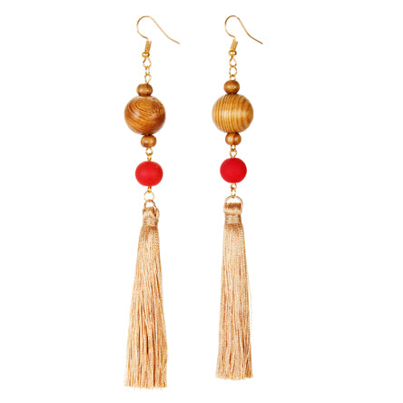 Aretes Caucho Rojo Con Borlas
