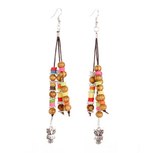 Aretes Cuenta Madera Con Heishi
