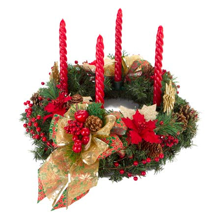 Corona Adviento Con Pick Navideño Y Vara De Cerezas