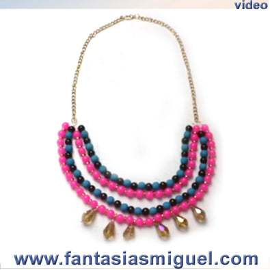 Fantasías Miguel Clave:HB075 Collar De Perlas Con Gota De Cristal