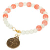 Fantasías Miguel Clave:IA107 Pulsera Decenario Blanco/Coral Con Medalla De San Benito