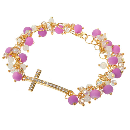 Pulsera Engarzada  Con Dije De Cruz
