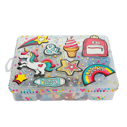 Caja Con Divisiones Decorada Con Calcomanías Y Piedras Acrílicas