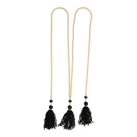 Collar De Borlas Y Chaquira Con Cadena De Oro