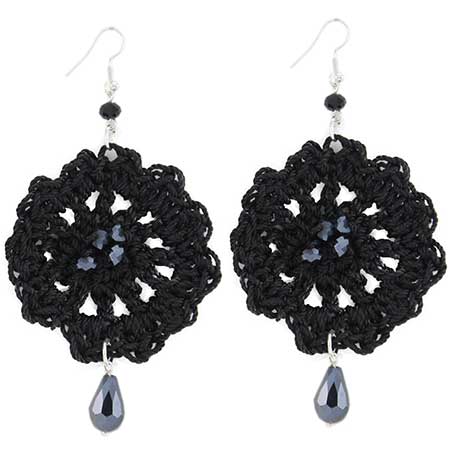 Aretes Negros Con Rondel