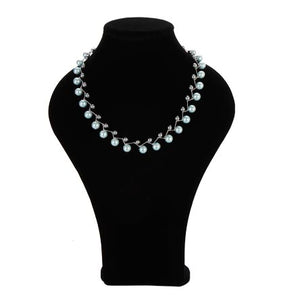 Collar De Perlas Gris/Azul Claro En Zig-Zag