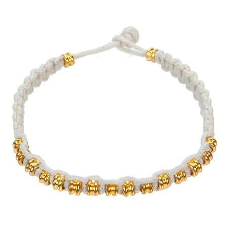 Pulsera Tejida De Cordón Con Aros Oro