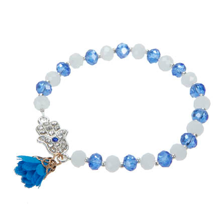 Pulsera Con Dije Mano Y Rosa De Tela