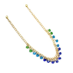 Collar Oro Con Cristal Turquesa-Esmeralda