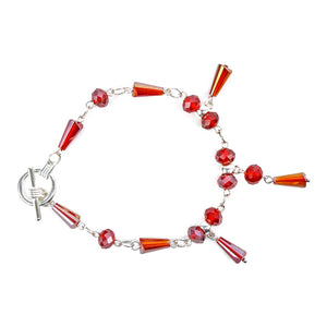 Pulsera Roja Con Cuentas Pirámide Y Rondeles