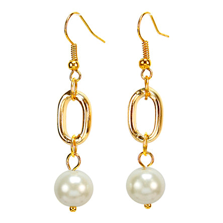 Aretes De Perlas  Y Cadena De Oro